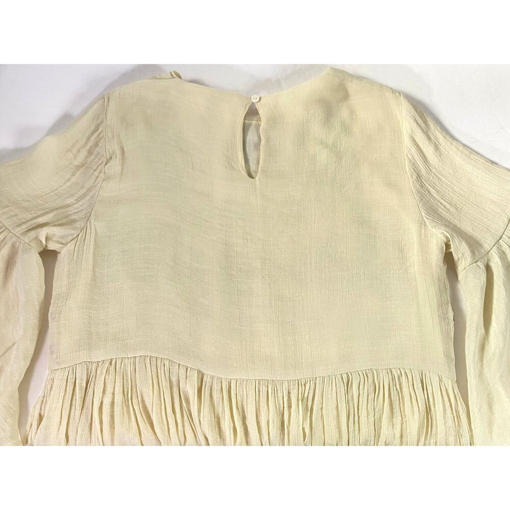 Umgee Boho Floral Embroidered Mini Dress Size M Cream Multi Bell Sleeve NWOT - Picture 6 of 15